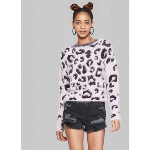 Pink Leopard Print Eyelash Sweater - Picture 7 of 7